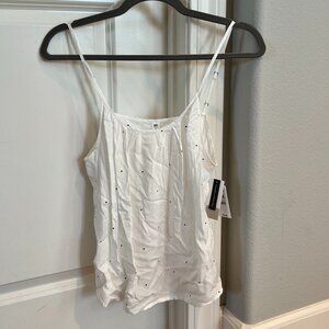 Nordstrom BP Constance Dot Top Ivory Black Dots Adjustable Tank Straps NWT